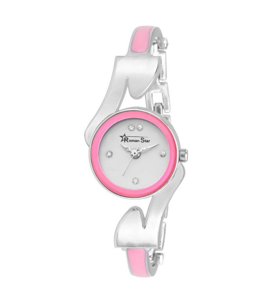 Roman Star Orignal Pink And Silver Watch | BLUMAINDIA